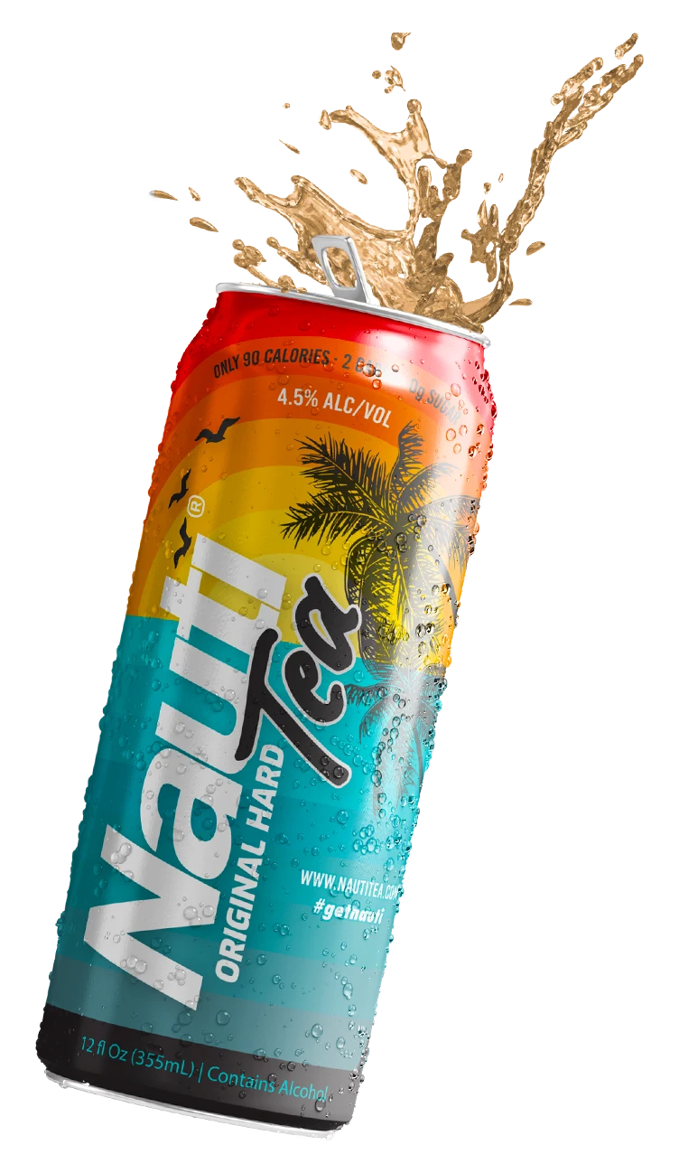 NautiTea Original Hard Tea can with iced tea splash